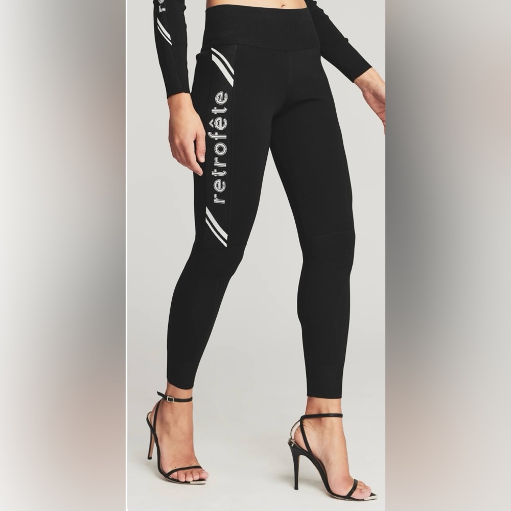 Retrofete Sloanne Black Leggings with White Accents